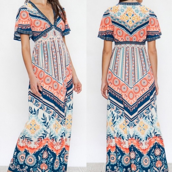 Flying Tomato Dresses & Skirts - Last Boho Coral Maxi Dress